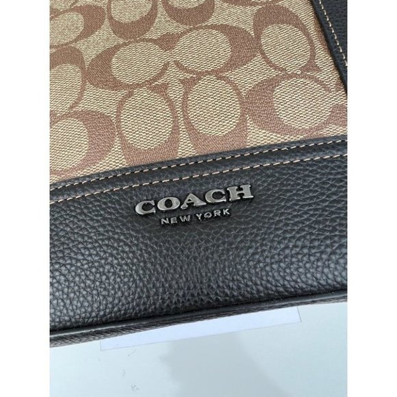 Coach Hudson Backpack In Colorblock Signature Canvas - Gunmetal/Khaki Terracotta - Picture 9 of 11